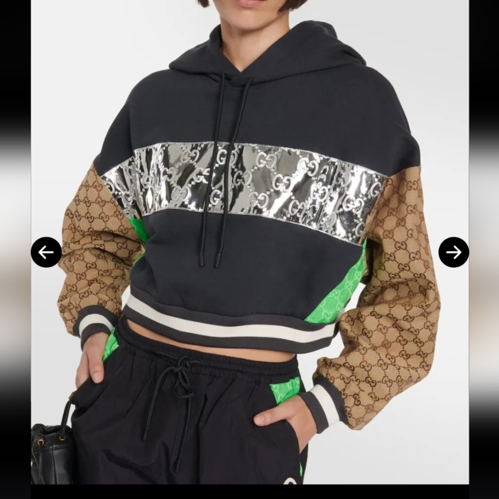 Gucci Black and Brown Hoodie with Green Accents
